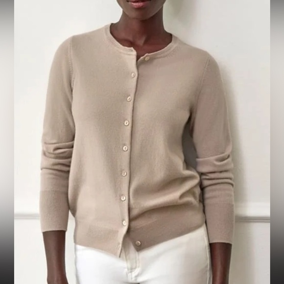 Loft 💋lightweight taupe 3/4 sleeve Cardigan granny core Med - Picture 1 of 6